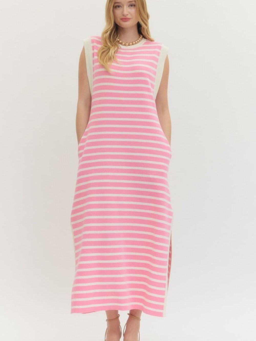 Alice Bubblegum Striped Knit Maxi Dress